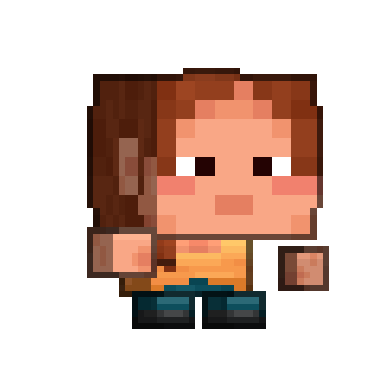 Chibi sprite of Ari dancing